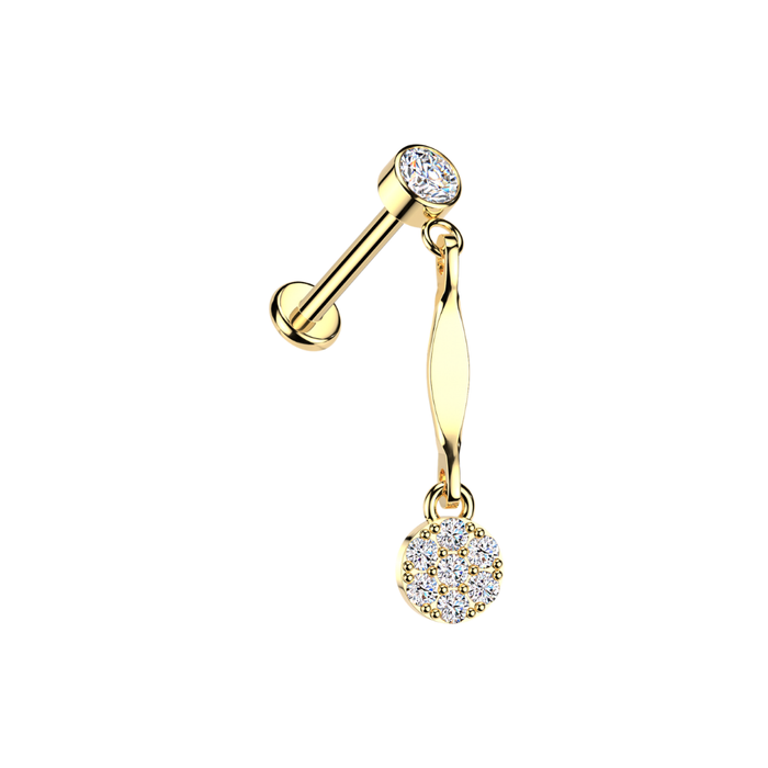316L Surgical Steel CZ Cluster Dangle Threadless Flatback Stud