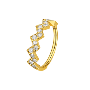 316L Surgical Steel CZ Jewelled Zig Zag Hinged Segment Clicker