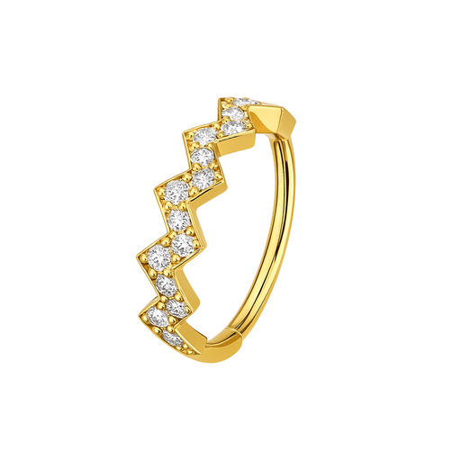 316L Surgical Steel CZ Jewelled Zig Zag Hinged Segment Clicker - Monster Piercing