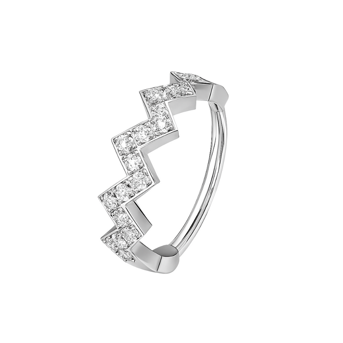 316L Surgical Steel CZ Jewelled Zig Zag Hinged Segment Clicker - Monster Piercing