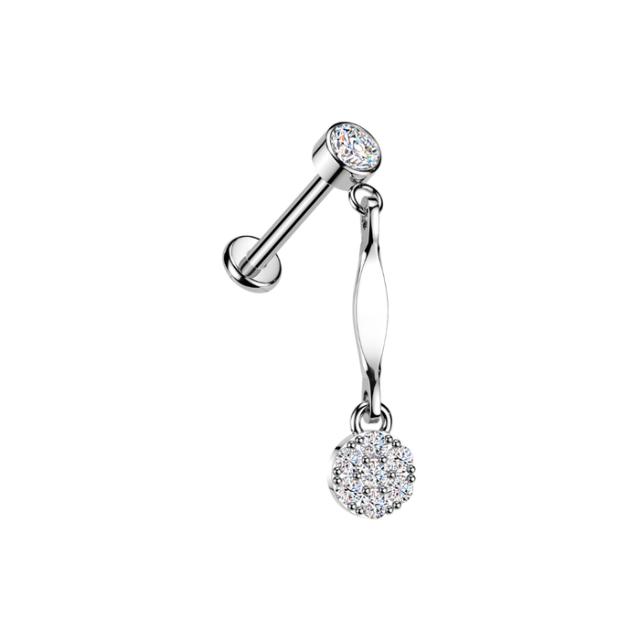 316L Surgical Steel CZ Cluster Dangle Threadless Flatback Stud
