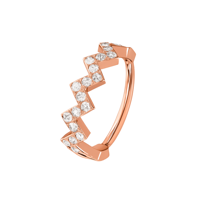 316L Surgical Steel CZ Jewelled Zig Zag Hinged Segment Clicker - Monster Piercing