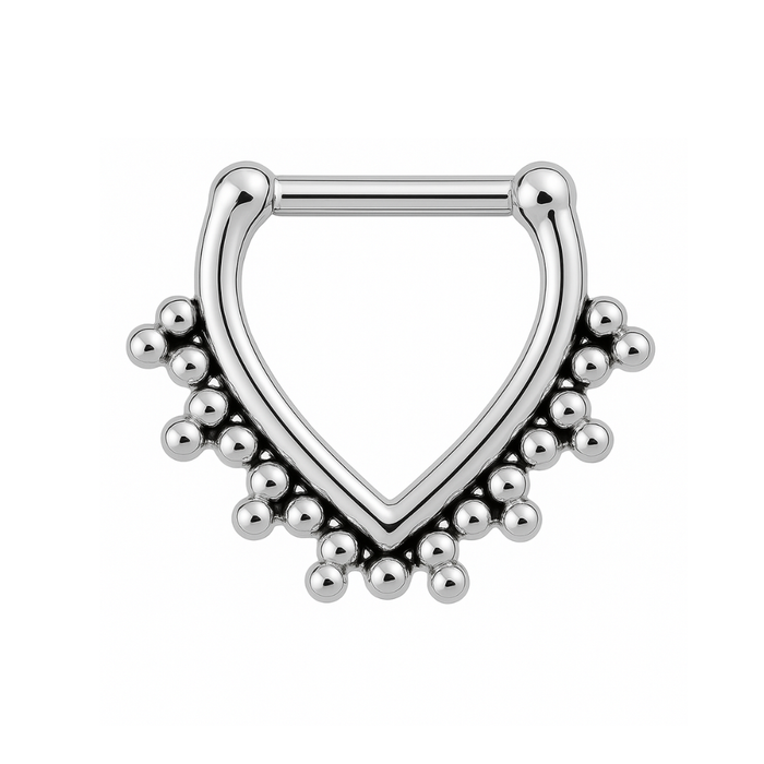 316L Surgical Steel Tribal Dots V Shape Septum Clicker Ring