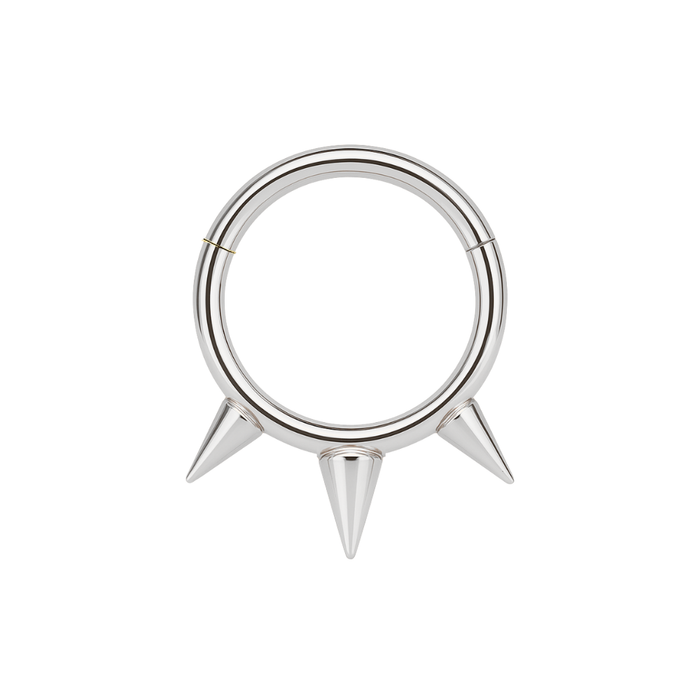 316L Surgical Steel Triple Spikes Hinged Septum Clicker Ring - Monster Piercing