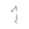 316L Surgical Steel CZ Crescent Moon Dangle Threadless Flatback Stud