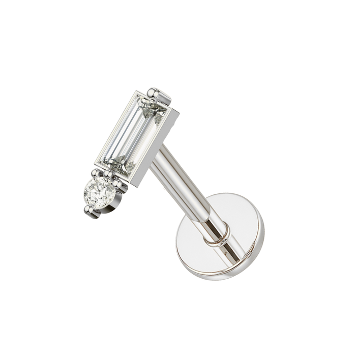 316L Surgical Steel CZ Rectangle Internally Threaded Flatback Stud