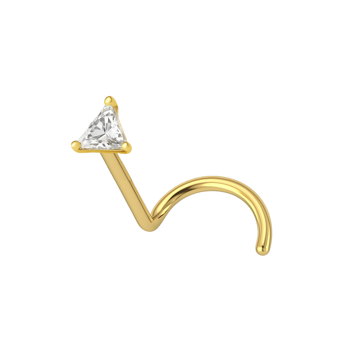 14K Gold Cubic Zirconia Jewelled Nose Screw Stud
