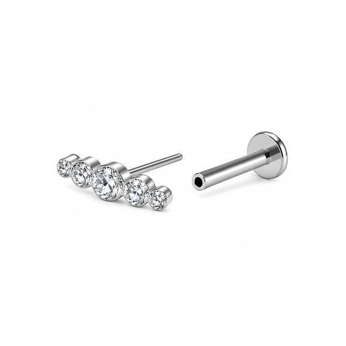 G23 Titanium Five CZ Jewelled Push-Fit Flatback Stud
