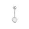 925 Sterling Silver Jewelled Big Heart Silver Belly Ring