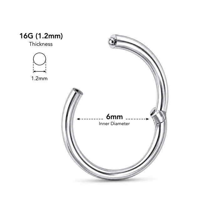 316L Surgical Steel 16G Hinged Segment Clicker Ring