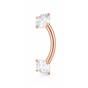 9K Gold Internally Threaded Round CZ Jewelled Curved Bar