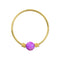 9K Gold Spring Coil-End with Opal Stone Hoop Nose Ring