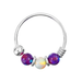 925 Sterling Silver AB Opal Bead in Center Nose Hoop Ring - Monster Piercing