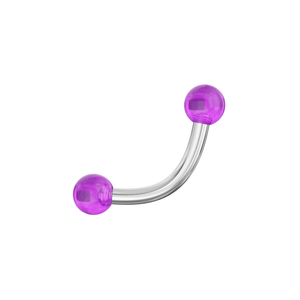 316L Surgical Steel Curved Bar with Basic Glossy UV Balls (Pack of 10)