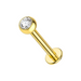 14K Gold Round CZ Jewelled Push-Fit Labret with Flatback Stud - Monster Piercing