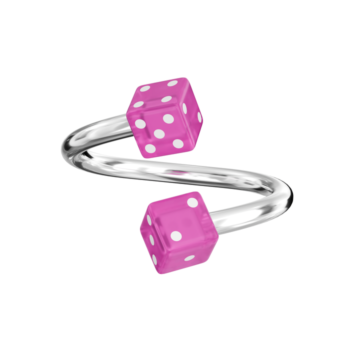316L Surgical Steel Spiral Barbell with UV Dice - Monster Piercing