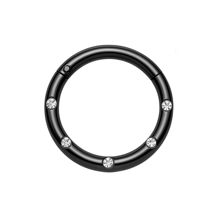 316L Surgical Steel 5 CZ Stones Paved Hinged Segment Clicker Ring - Monster Piercing