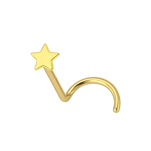 14K Gold Plain Star Nose Screw - Monster Piercing