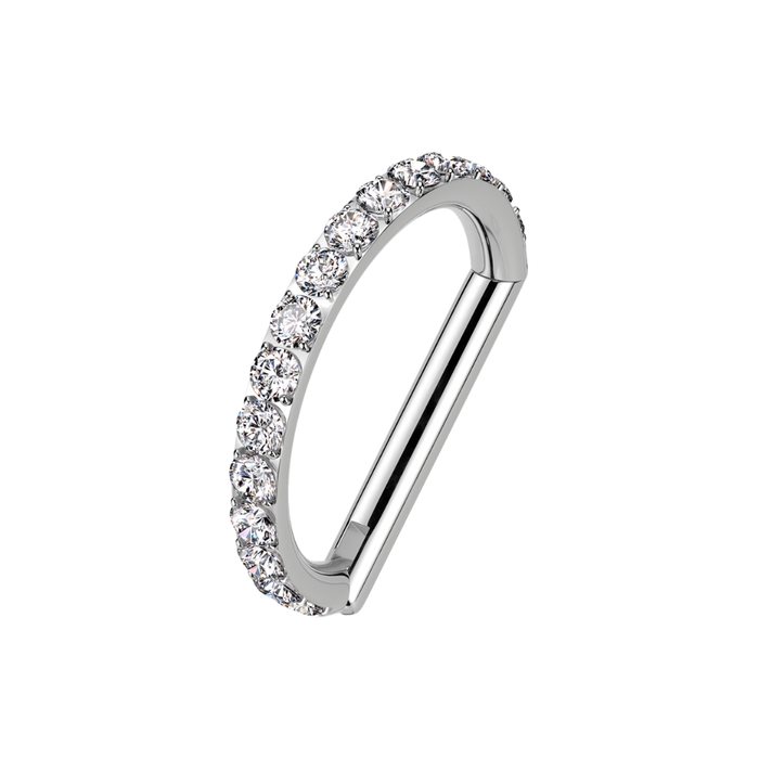 G23 Titanium CZ Paved D-Shaped Hinged Segment Clicker
