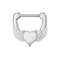 316L Surgical Steel Synthetic White Opal Heart Septum Clicker Ring
