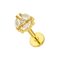 316L Surgical Steel Tri Marquise CZ Jewelled Internally Threaded Top with Flatback Stud