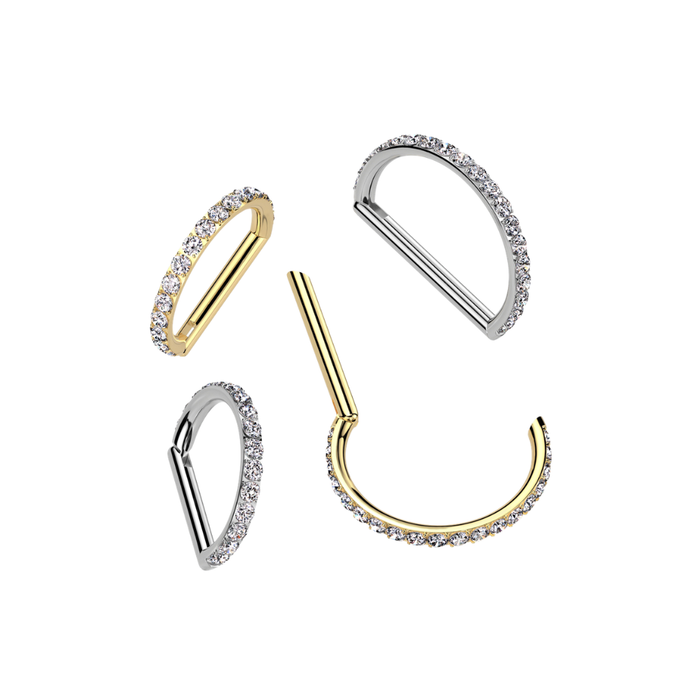 G23 Titanium CZ Paved D-Shaped Hinged Segment Clicker