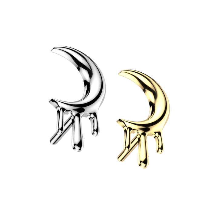 G23 Titanium Crescent Moon Drip Threadless Labret Accessory Top
