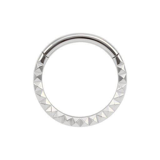 316L Surgical Steel Pyramid Laser Cut Hinged Segment Clicker Ring - Monster Piercing