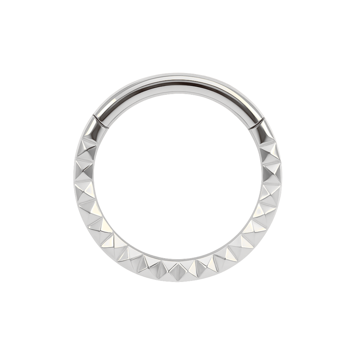 316L Surgical Steel Pyramid Laser Cut Hinged Segment Clicker Ring - Monster Piercing