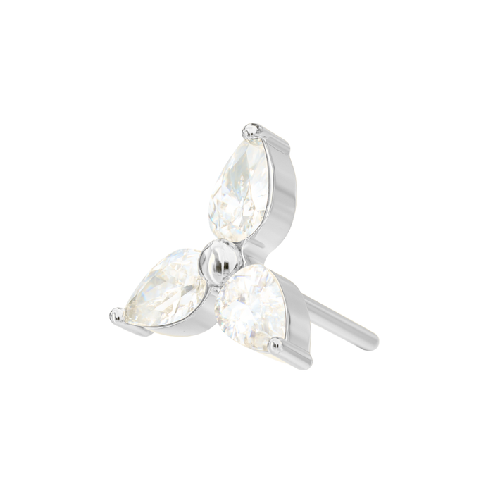 G23 Grade Titanium Triple CZ Jewelled Flower Threadless Top