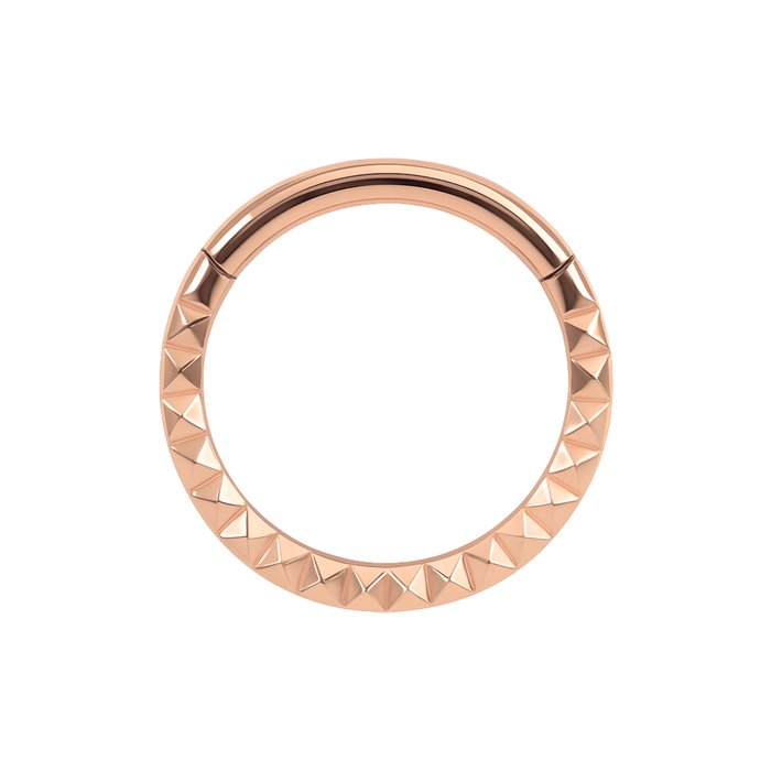316L Surgical Steel Pyramid Laser Cut Hinged Segment Clicker Ring - Monster Piercing