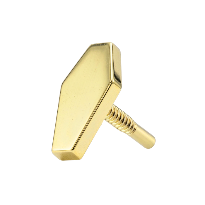 14K Gold Internal Thread Plain Tiny Coffin Top