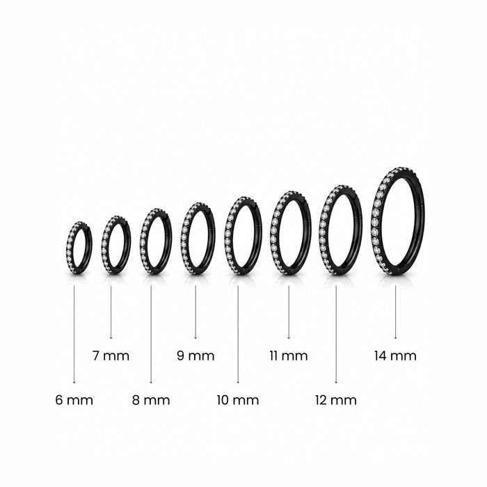 316L Surgical Steel Micro Setting CZ Stones in Hinged Segment Clicker Ring