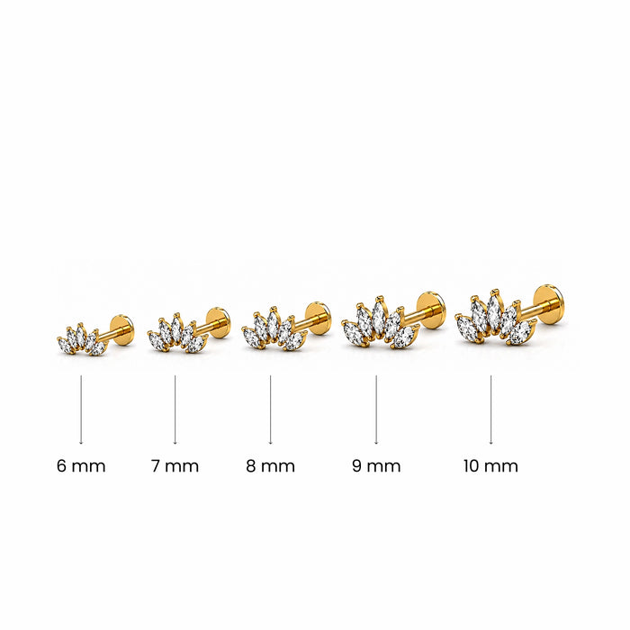 G23 Titanium CZ Jewelled Marquise Tiara Threadless Push-Fit Flat Back