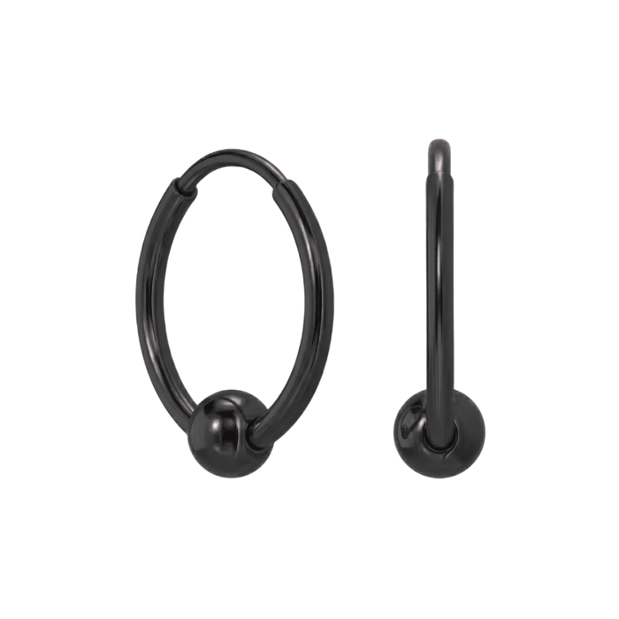 316L Surgical Steel Hinged Sleeper Earrings Hoops with Bead Ball United Kingdom