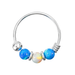 925 Sterling Silver AB Opal Bead in Center Nose Hoop Ring - Monster Piercing