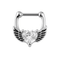 316L Surgical Steel Angel Wings with Heart CZ Septum Clicker