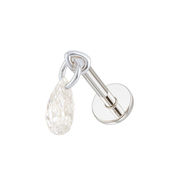 G23 Titanium CZ Droplet Threadless Flatback Stud