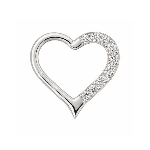 316L Surgical Steel Jewelled Heart Single Closure Clicker - Monster Piercing