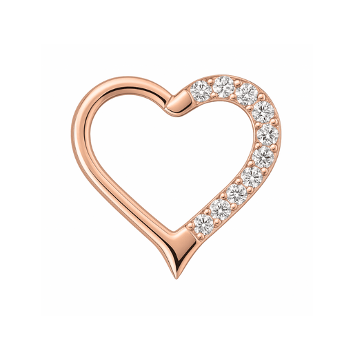 316L Surgical Steel Jewelled Heart Single Closure Clicker United Kingdom