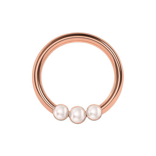 316L Surgical Steel Triple Pearl Studded Segment Clicker Ring - Monster Piercing