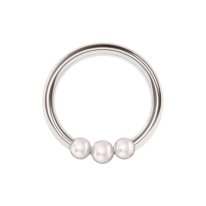 316L Surgical Steel Triple Pearl Studded Segment Clicker Ring - Monster Piercing