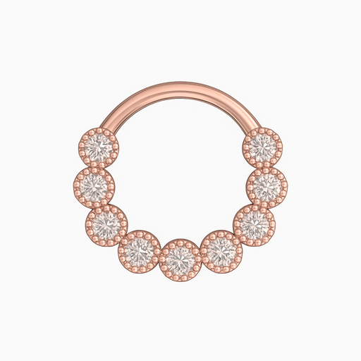 316L Surgical Steel Cubic Zirconia Studded Scallop Hinged Segment Clicker - Monster Piercing