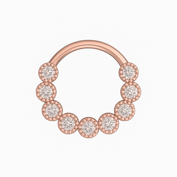 316L Surgical Steel Cubic Zirconia Studded Scallop Hinged Segment Clicker - Monster Piercing