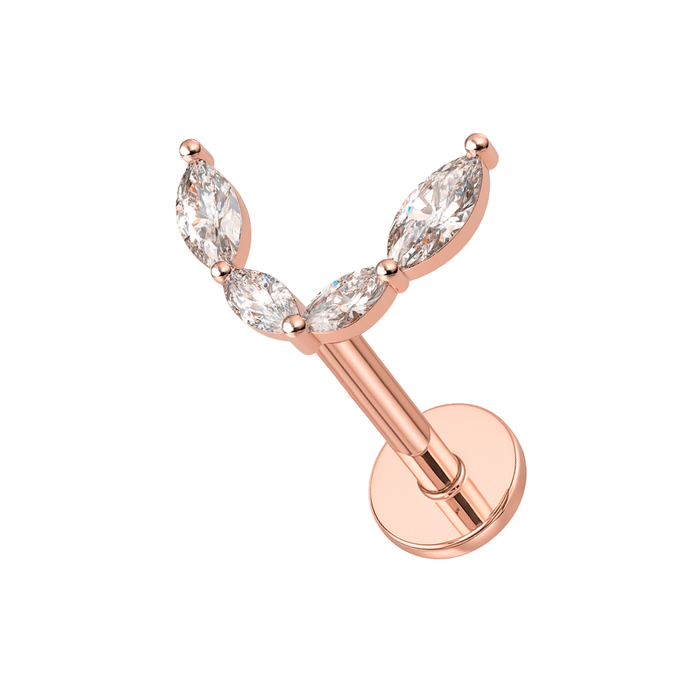 316L Surgical Steel Jewelled Crescent Internally Threaded Screw Fit Labret Stud