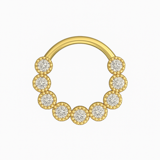 316L Surgical Steel Cubic Zirconia Studded Scallop Hinged Segment Clicker - Monster Piercing