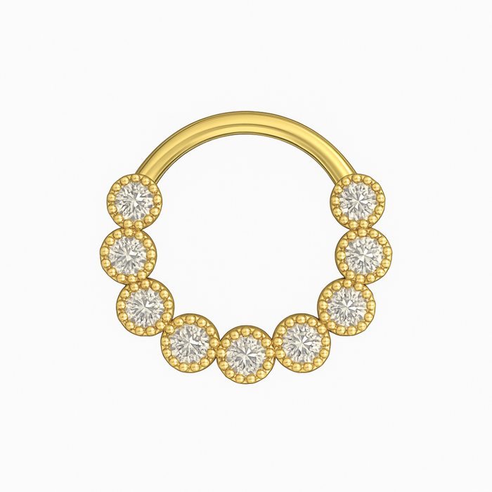 316L Surgical Steel Cubic Zirconia Studded Scallop Hinged Segment Clicker - Monster Piercing