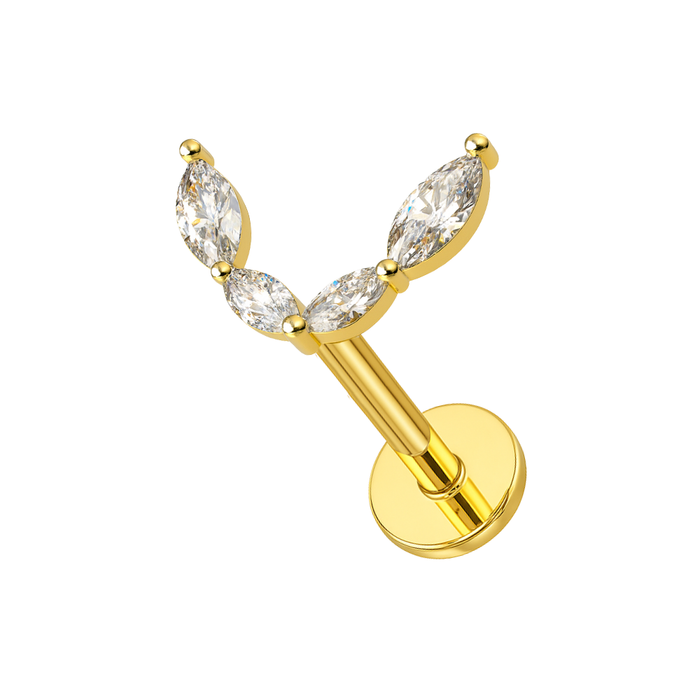 316L Surgical Steel Jewelled Crescent Internally Threaded Screw Fit Labret Stud