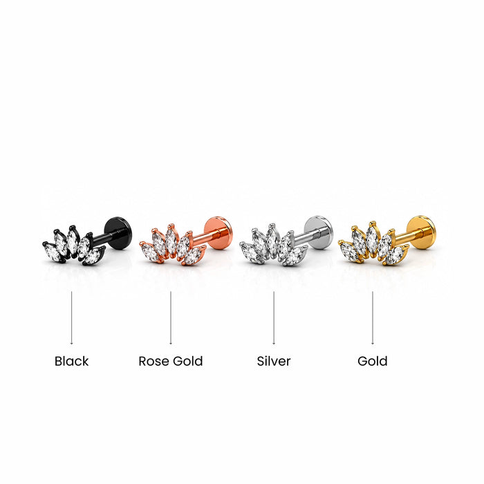 G23 Titanium CZ Jewelled Marquise Tiara Threadless Push-Fit Flat Back