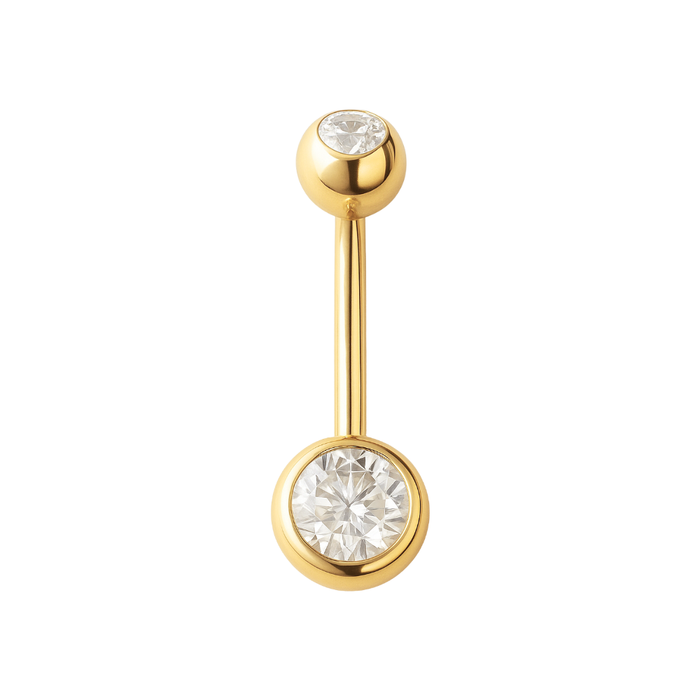 G23 Titanium Double CZ Jewelled Non Dangling Banana Belly Ring